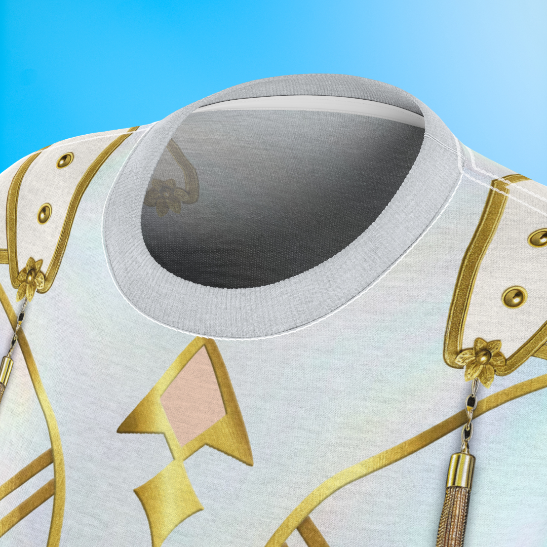 K-Pop White Golden Women's Shirt, Kpop IdoI Girl Group Inspired Cosplay Costume