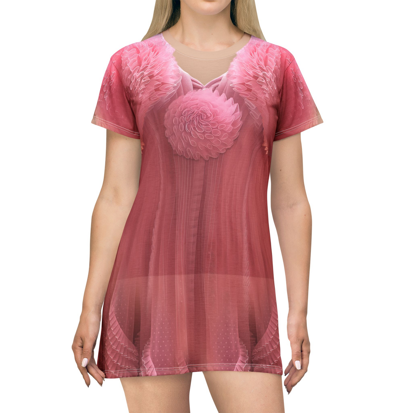 Glinda Pink Sleepwear Short Sleeve Dress, Wicked Character Inspired Costume