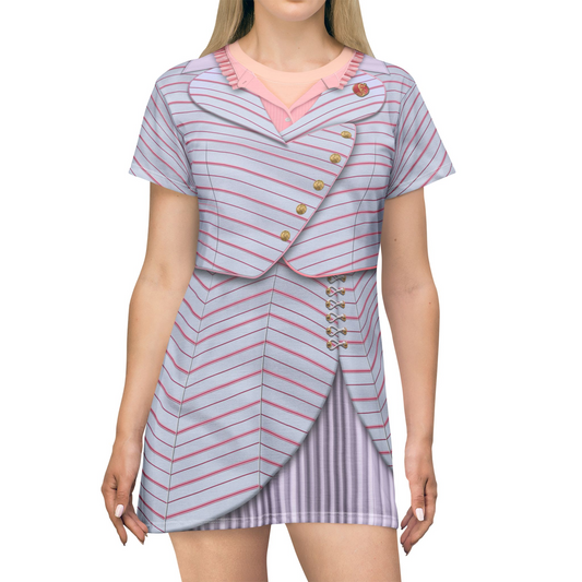Pink Good Witch University Uniform Short Sleeve Dress, Broadway Character Inspired Costume