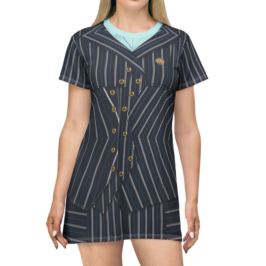 Elphaba Black Striped Shiz Uniform Short Sleeve Dress, Wicked Character Inspired Costume