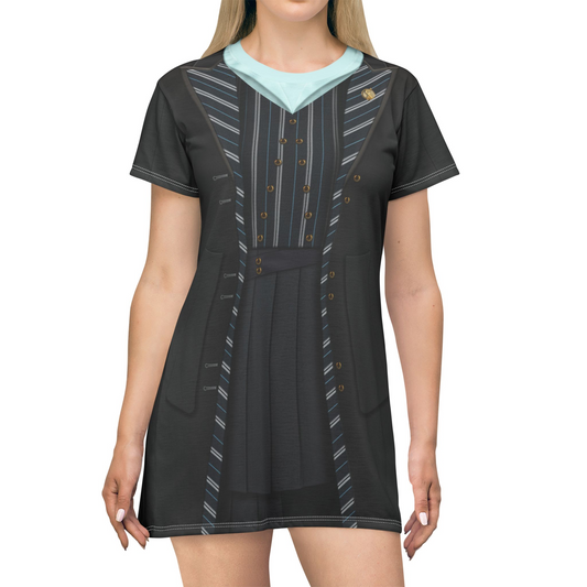 Elphaba Black Striped Shiz Uniform 2 Short Sleeve Dress, Wicked Character Inspired Costume