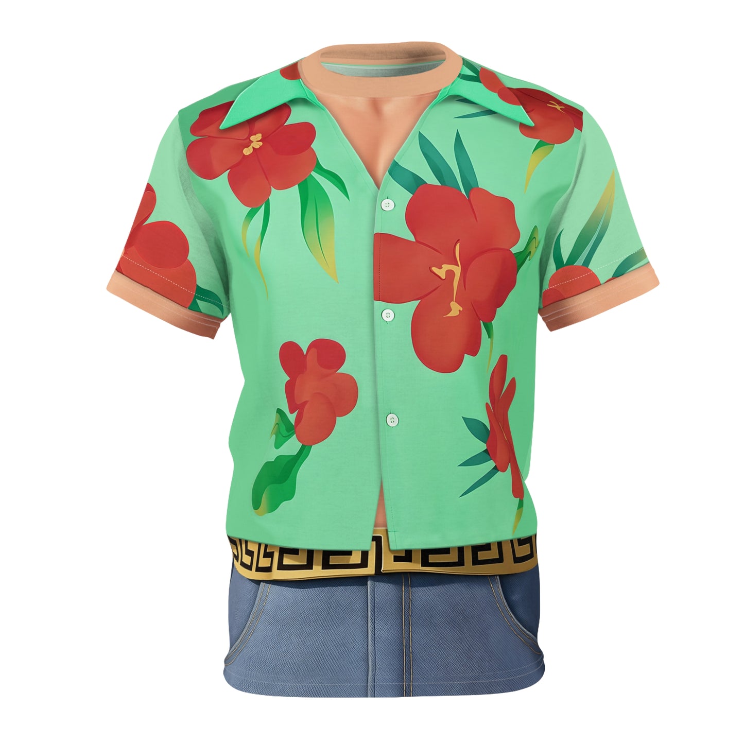 Boys Kpop Green Hawaii Style Shirt, Boy Band Korea Group Costume