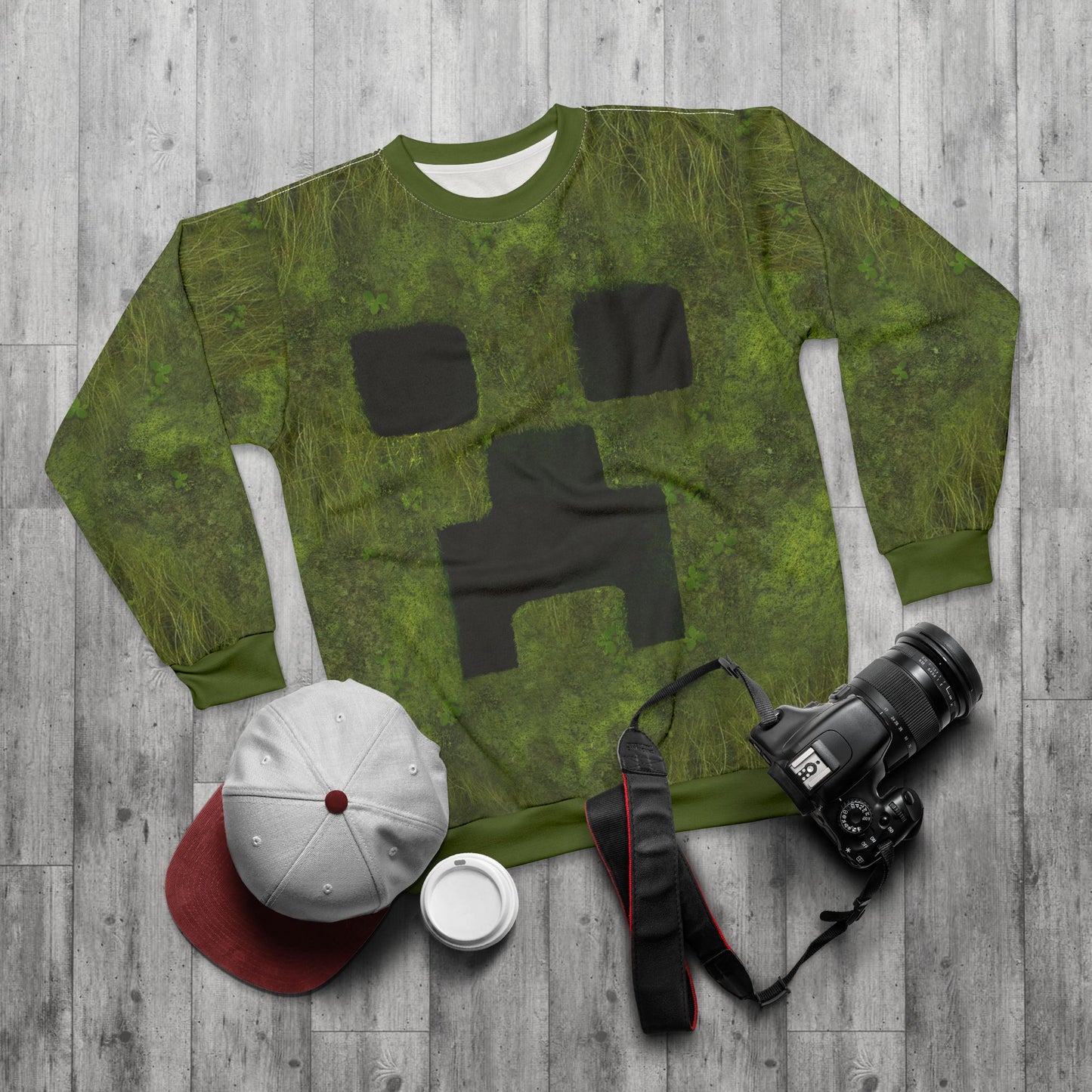 Creeper Face Cosplay Long Sleeve Shirt, The Overworld Game Character Inspired Costume