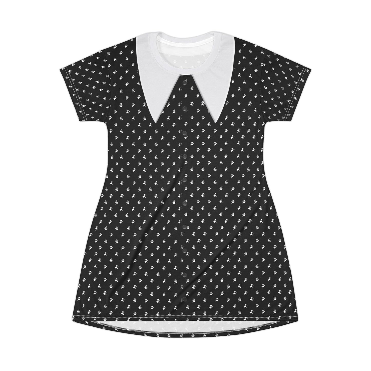 Addams Daughter Polka Dot Short Sleeve Dress, Halloween Comedy Movies Costume