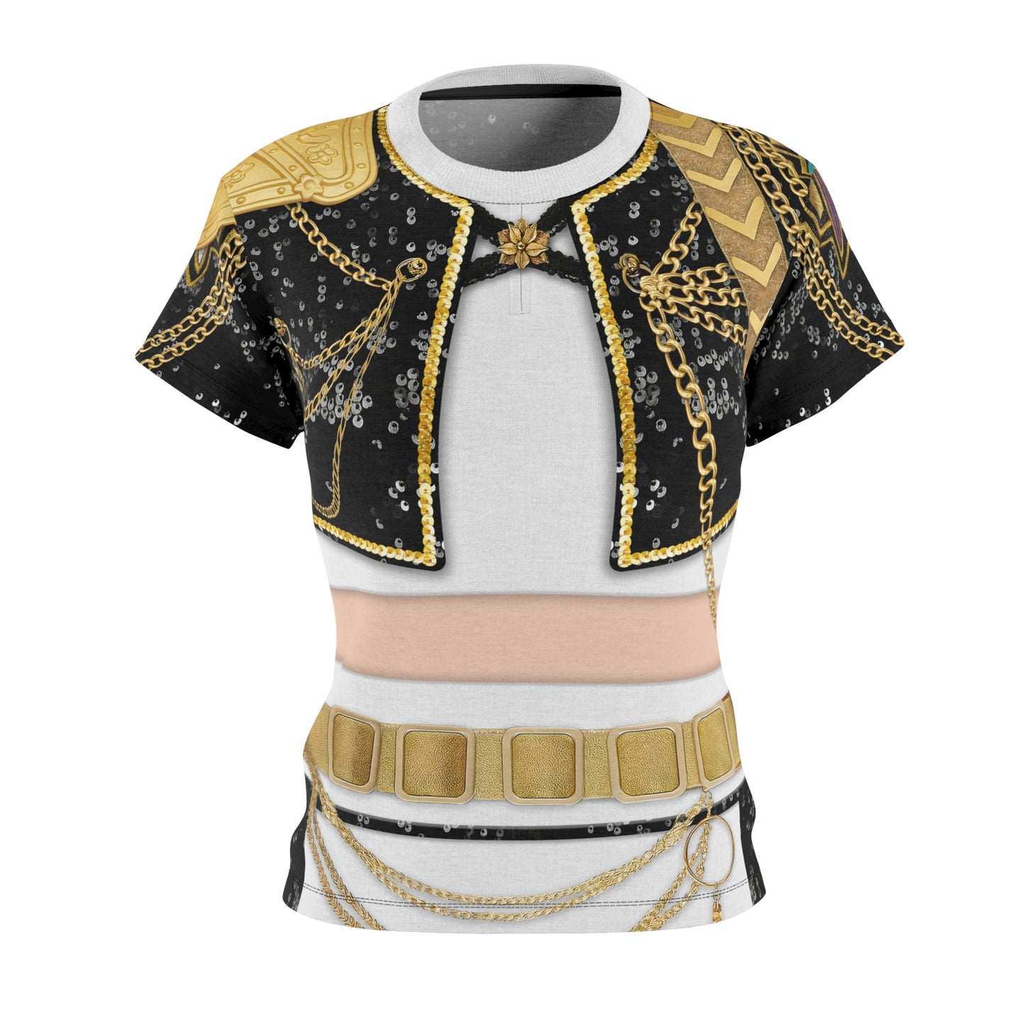 Kpop Black Gold Stage Performance Women's Shirt, K-Pop IdoI Girl Group Inspired Cosplay Costume