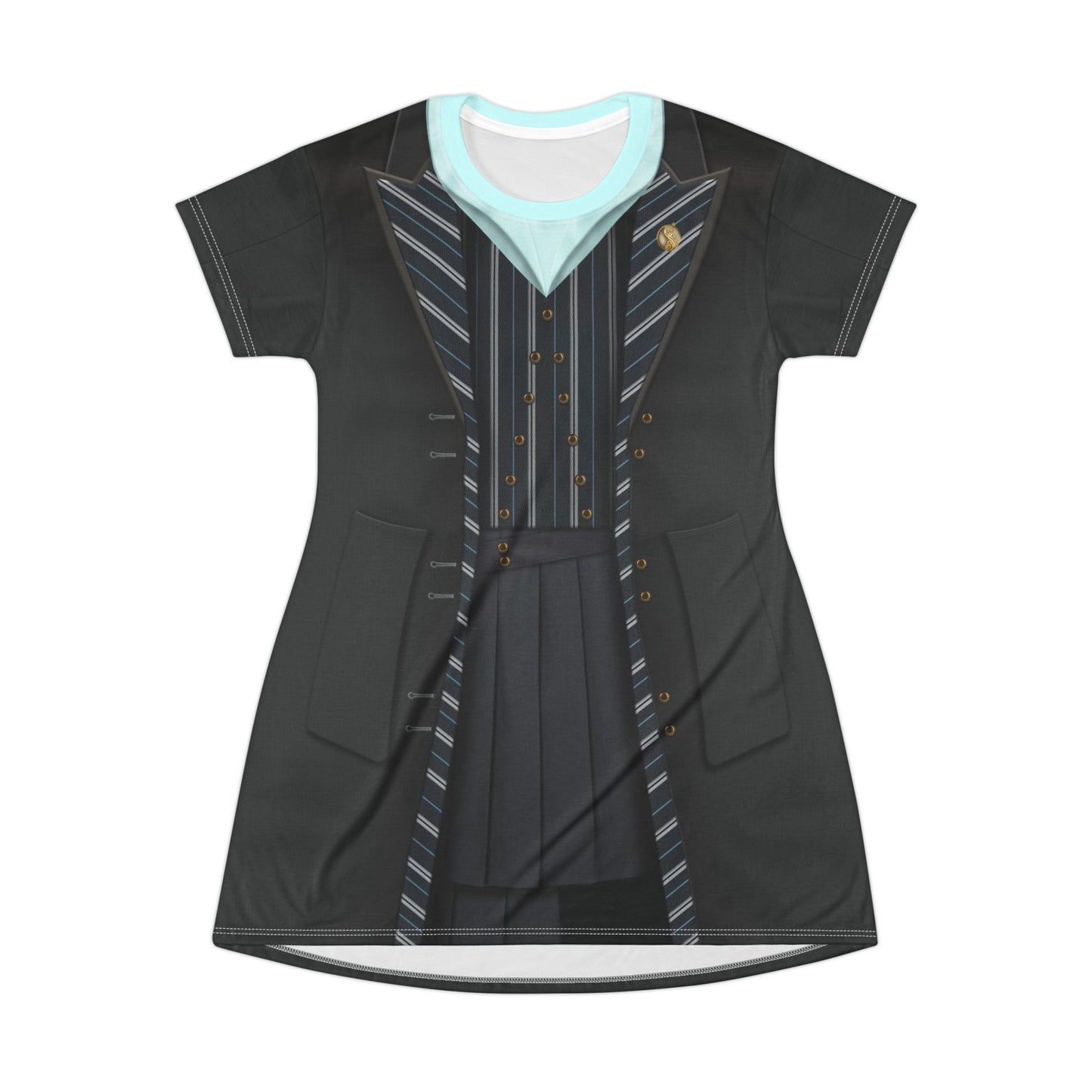 Elphaba Black Striped Shiz Uniform 2 Short Sleeve Dress, Wicked Character Inspired Costume