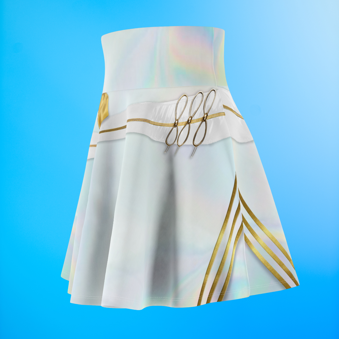 Korean Girl Group White Golden Skirt, Kpop IdoI Girl Group Inspired Cosplay Costume