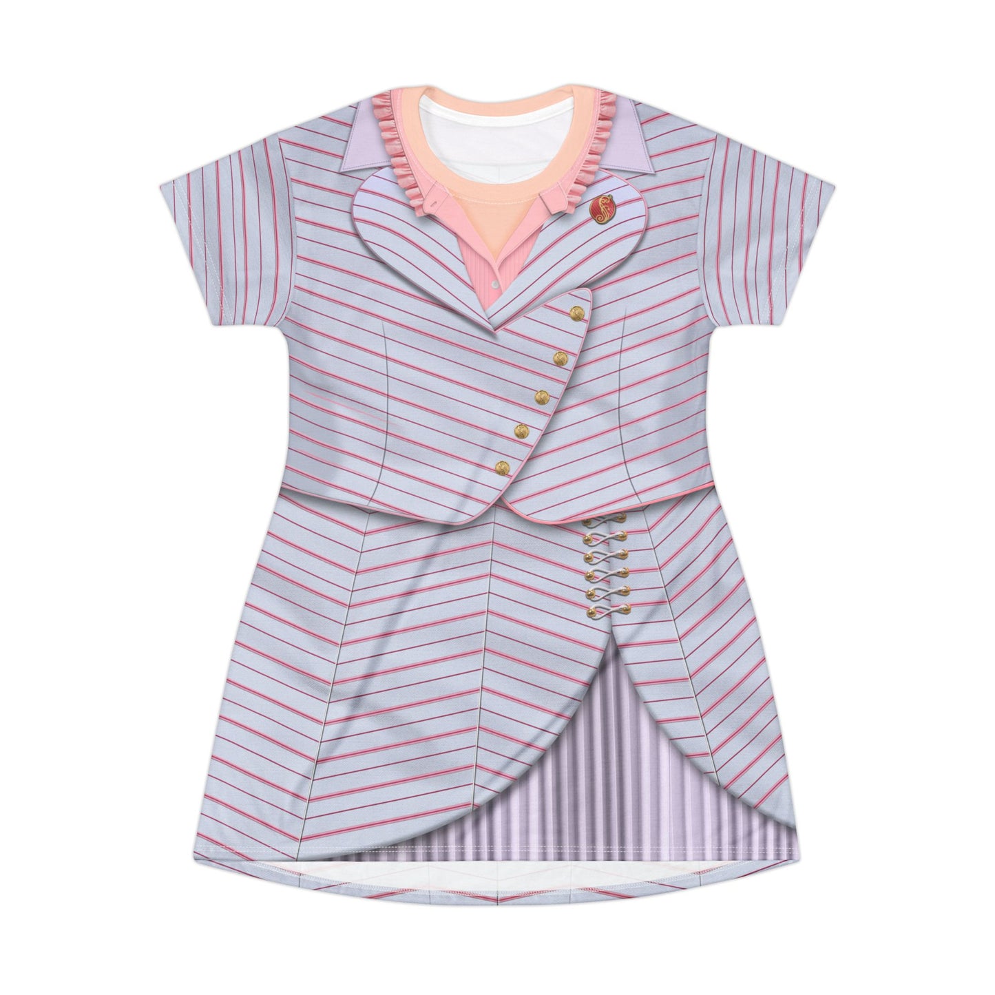 Pink Good Witch University Uniform Short Sleeve Dress, Broadway Character Inspired Costume