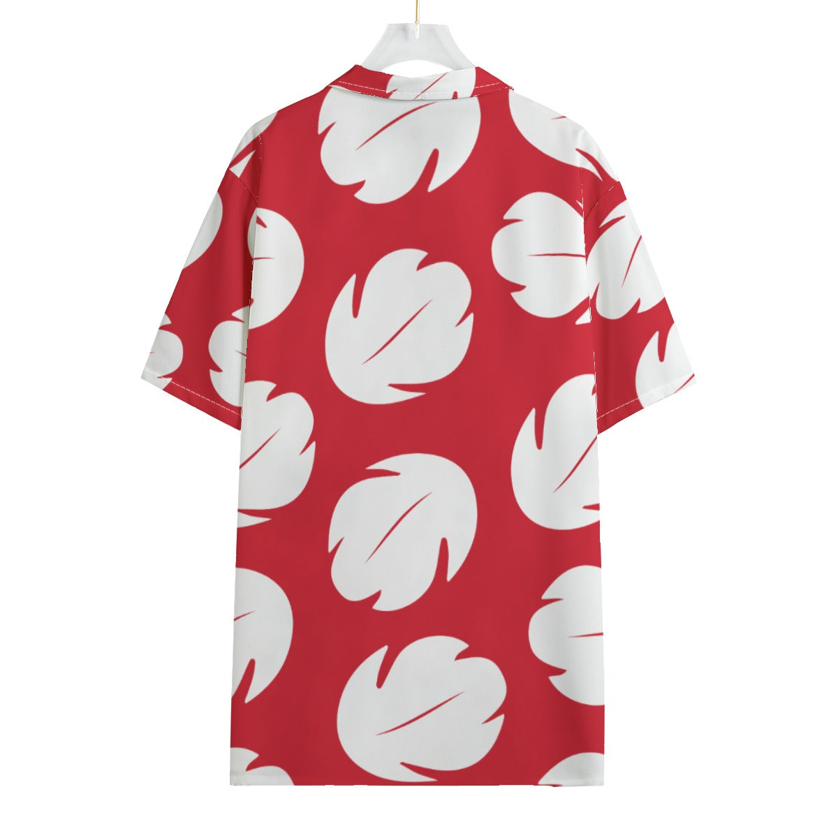 Lilo Button Up Shirt, Red & White Leaf Hawaii Pattern, Disney Lilo and Stitch Movie Cosplay, Tropical Hawaiian Costume, Aloha Summer Outfits