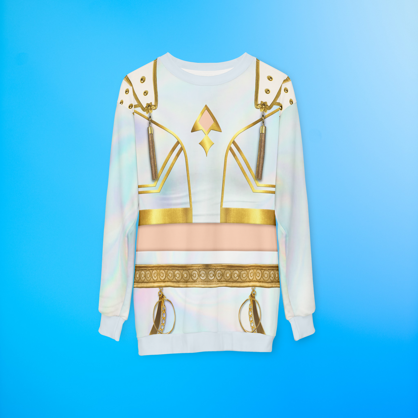 K-Pop White Golden Long Sleeve Cosplay, Kpop IdoI Girl Group Inspired Cosplay Costume
