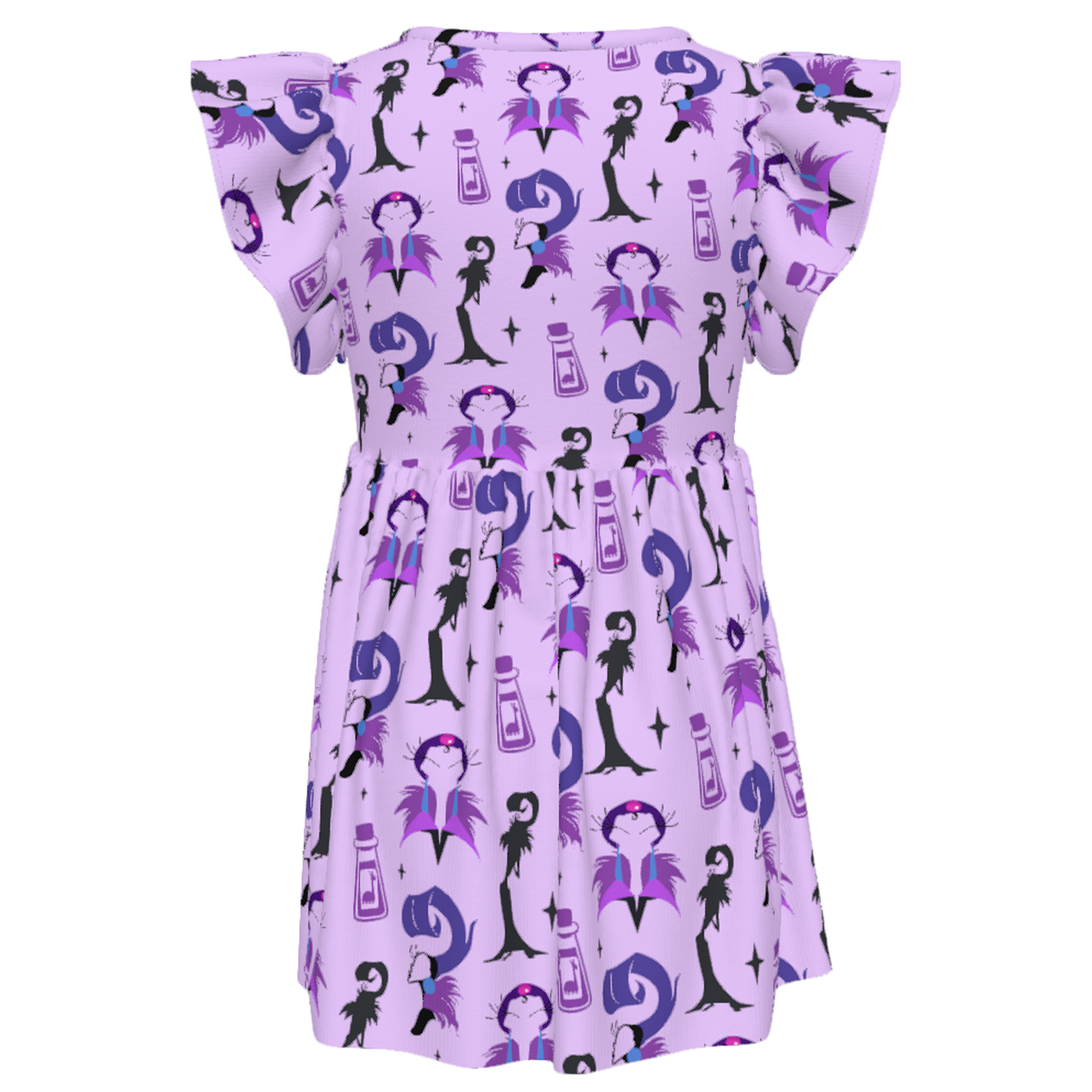 Yzma Kuzco Poison Llama Girls Ruffle Dress, The Emperor's New Groove Villain Pattern Purple Costume