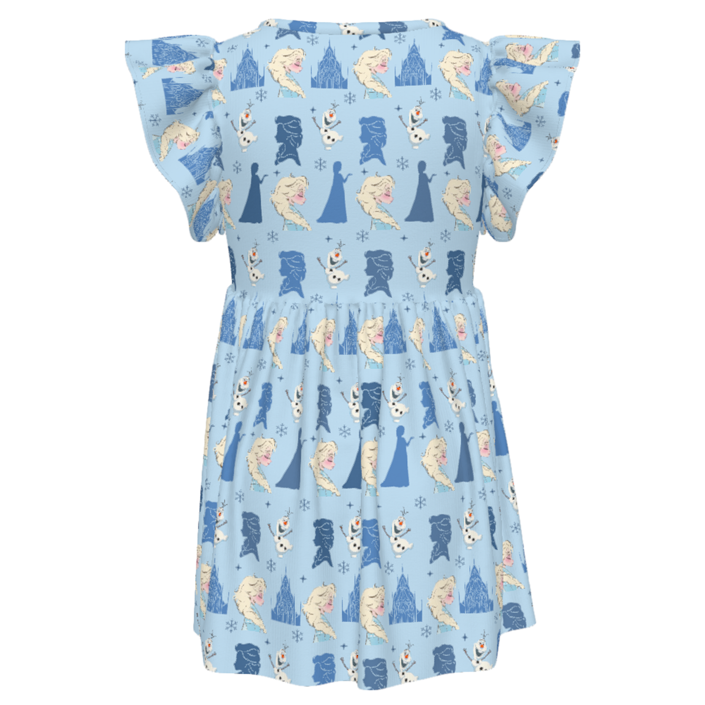 Elsa Snowflake Olaf Blue Girls Ruffle Dress, Frozen Dress