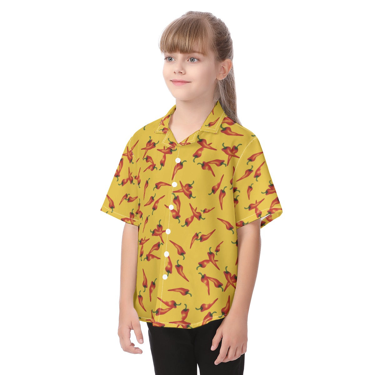 Gonzo Button Up Kids Shirt, Yellow & Red Chili Pepper Hawaii Pattern, The Puppet Show Inspired Cosplay, Hawaiian Costume, Aloha Outfits