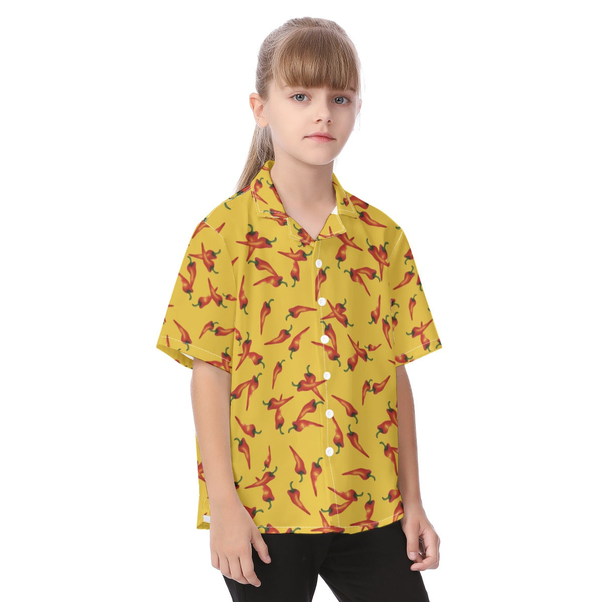 Gonzo Button Up Kids Shirt, Yellow & Red Chili Pepper Hawaii Pattern, The Puppet Show Inspired Cosplay, Hawaiian Costume, Aloha Outfits