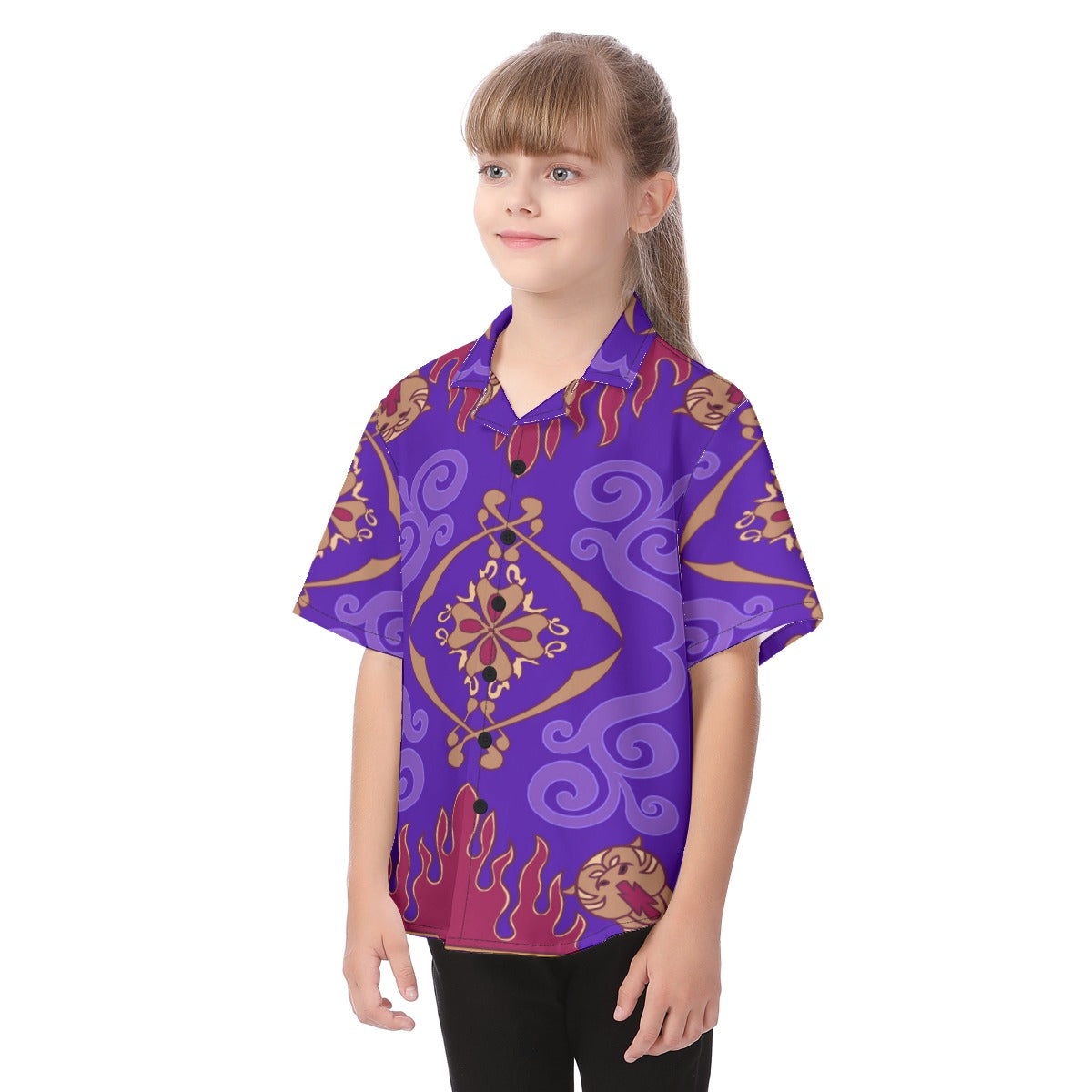 Magic Carpet Button Up Kids Shirt, Persian Carpet Motif Pattern, Aladdin Inspired Cosplay, Movie Characters Costume, Magic Kingdom Outfits