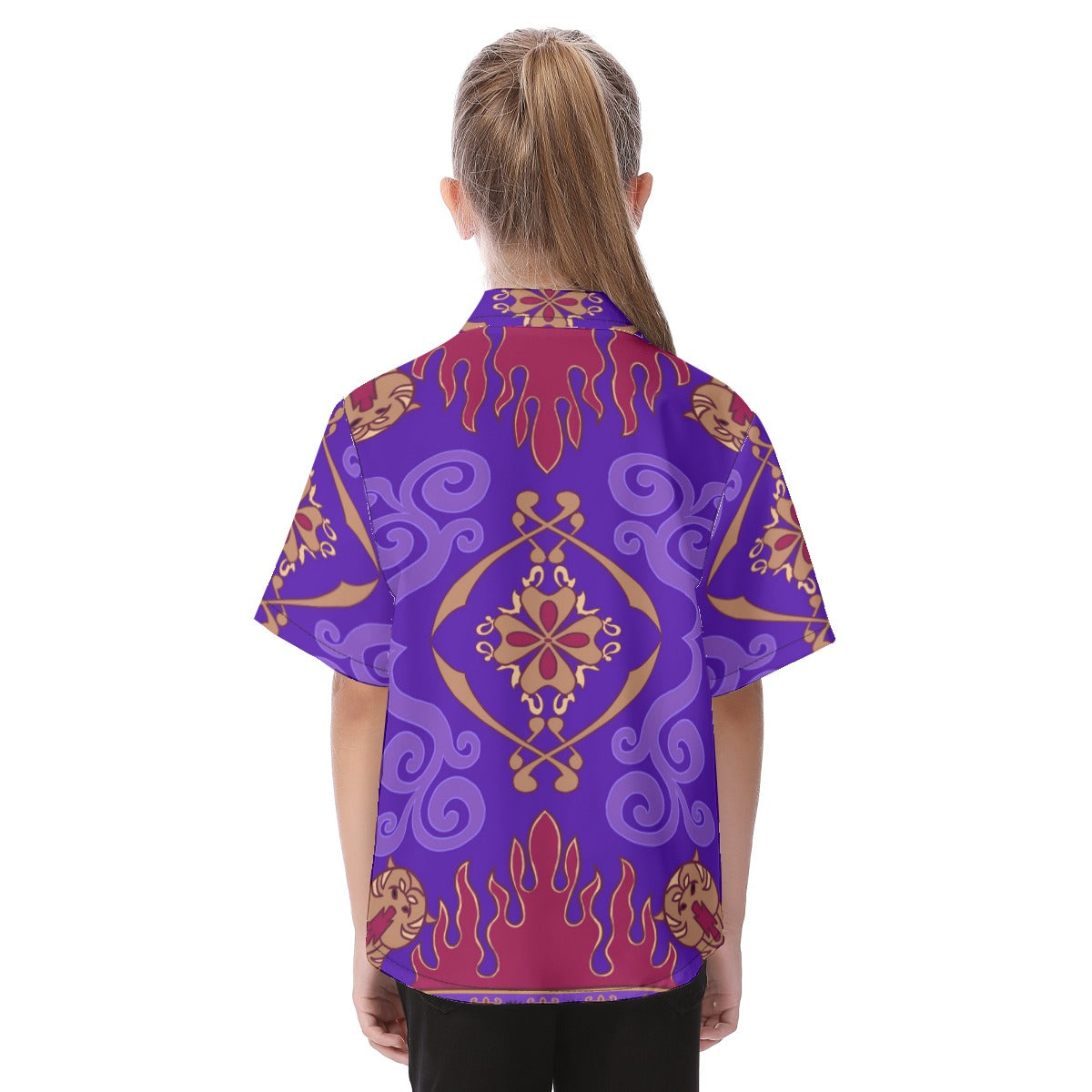 Magic Carpet Button Up Kids Shirt, Persian Carpet Motif Pattern, Aladdin Inspired Cosplay, Movie Characters Costume, Magic Kingdom Outfits