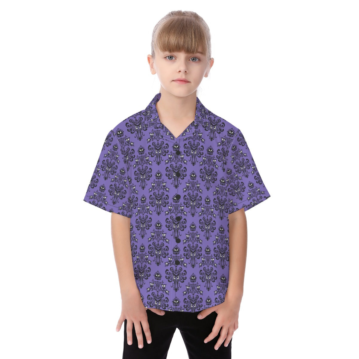 Haunted Mansion Kid Shirt, Halloween Button Up Cosplay, Disneyland Park Costume, Disney World Magic Kingdom Outfits, Summer Vacation T-shirt