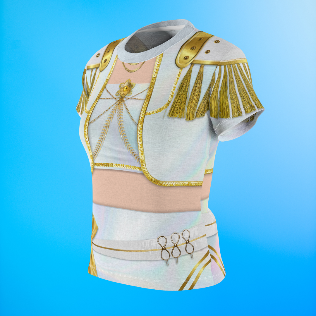 Korean Girl Group White Golden Women's Shirt, Kpop IdoI Girl Group Inspired Cosplay Costume
