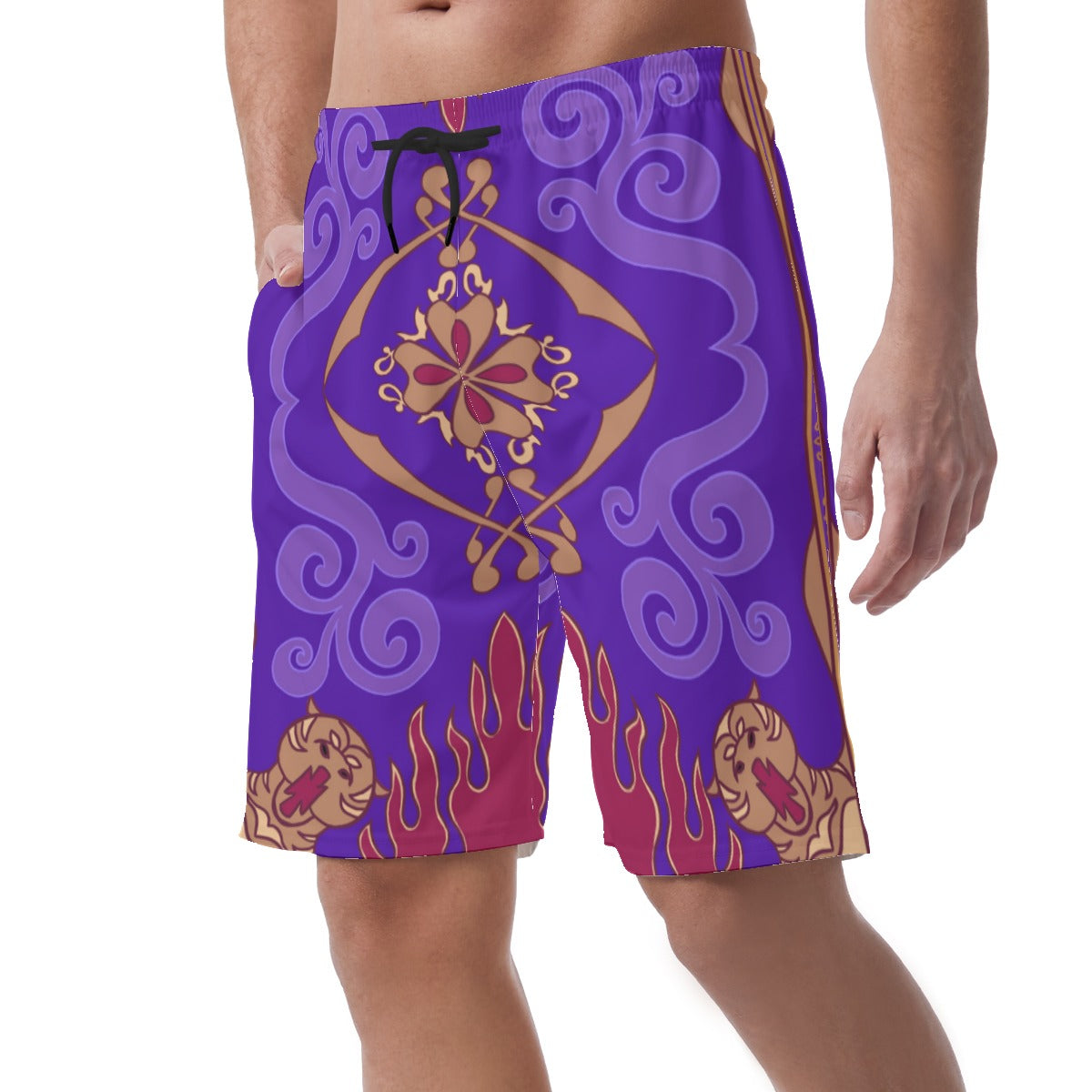 Magic Carpet Short Pants, Persian Carpet Motif Pattern, Aladdin Inspired Cosplay, Easy Shorts, Elastic Waistband, Comfy Halloween Costume