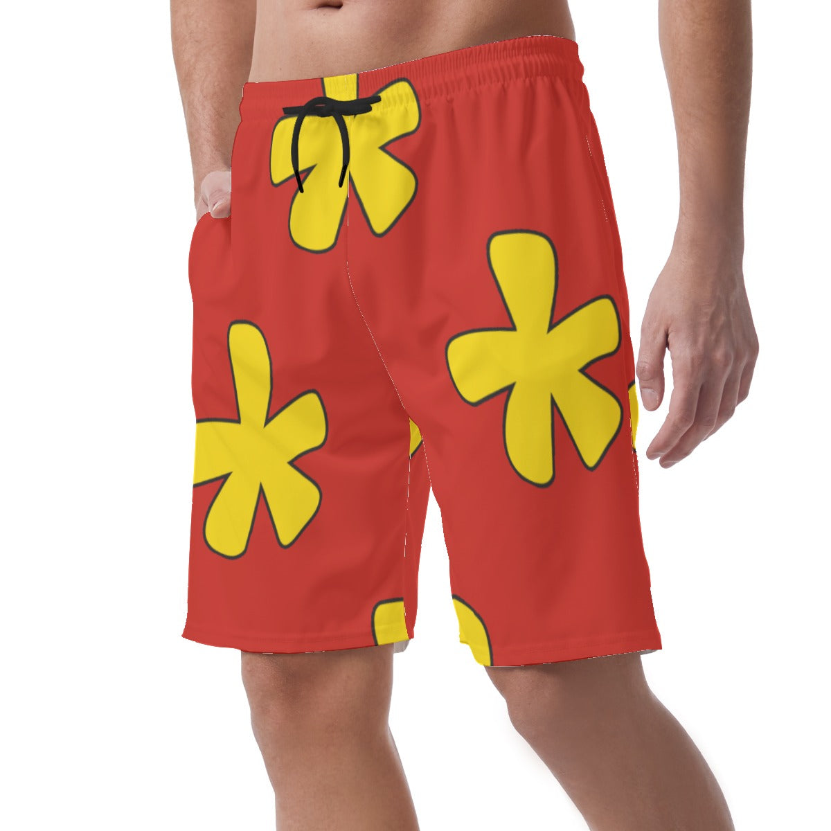 Dale Chipmunk Shorts, Yellow Flower Hawaii Pattern, Chip and Dale Cosplay, Disney Easy Shorts, Elastic Waistband Shorts, Summer Beach Trunk