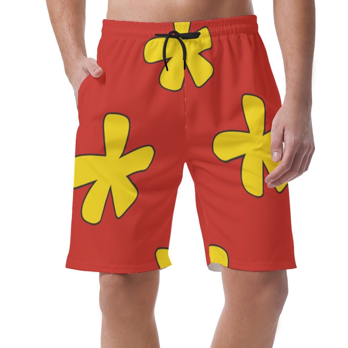 Dale Chipmunk Shorts, Yellow Flower Hawaii Pattern, Chip and Dale Cosplay, Disney Easy Shorts, Elastic Waistband Shorts, Summer Beach Trunk