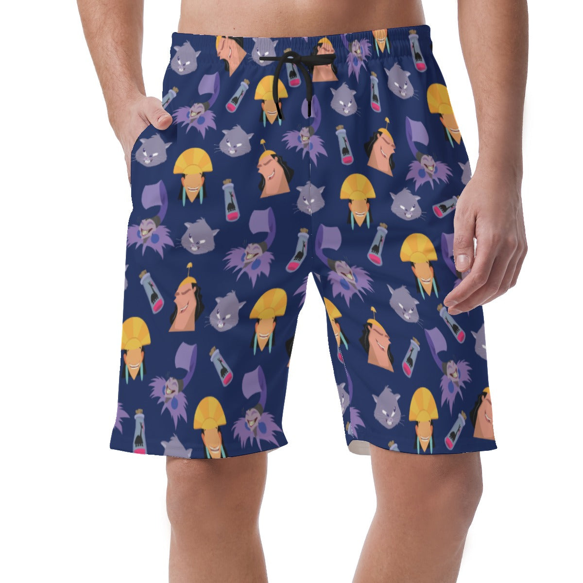 Yzma and Kuzco Shorts, The Emperor's New Groove Costume, Halloween Aloha Unisex Swim Trunks, Easy Shorts, Elastic Waistband, Comfy Costume