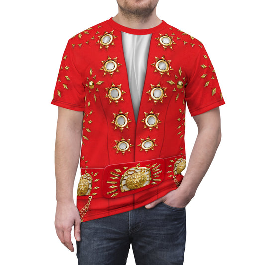 King of Rock Red & Gold Matador Shirt, Rock and Roll Legend Singer Inspired Costume