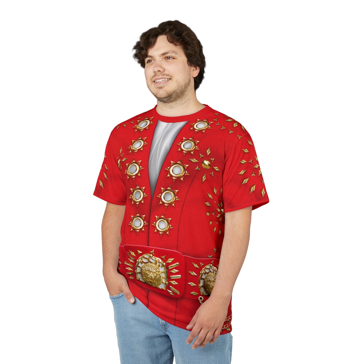 King of Rock Red & Gold Matador Shirt, Rock and Roll Legend Singer Inspired Costume