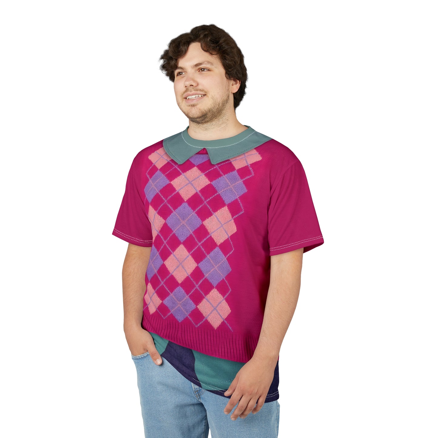 Boys Band Kpop Pink Argyle Shirt, Boy Band Korea Group Costume