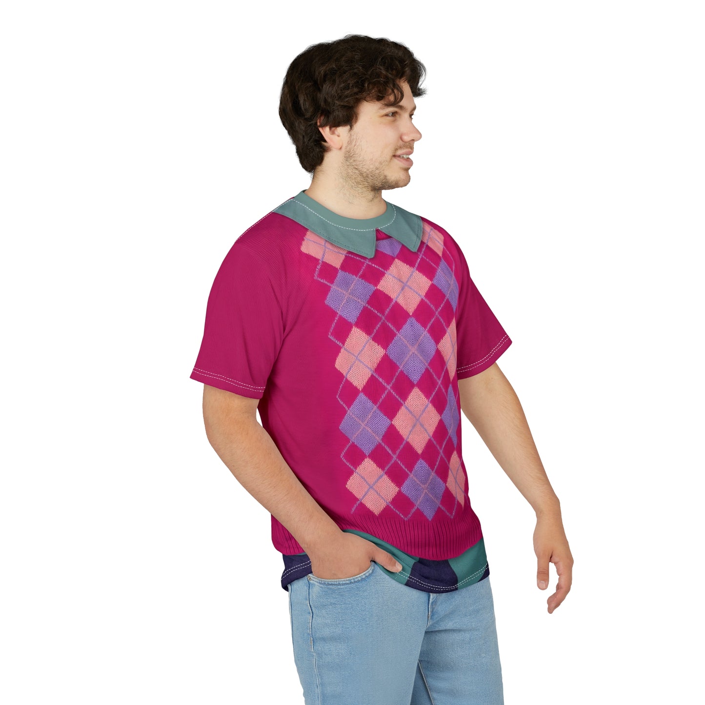 Boys Band Kpop Pink Argyle Shirt, Boy Band Korea Group Costume