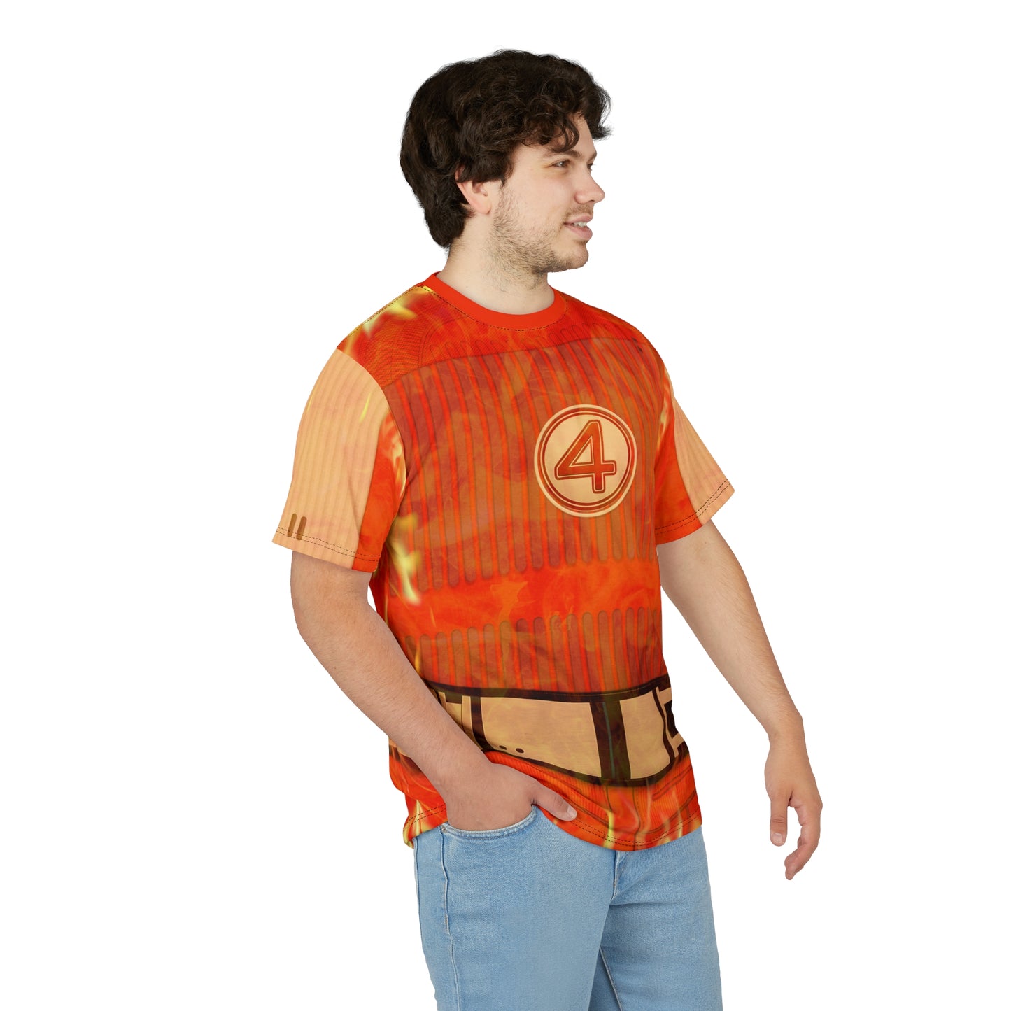 Human Torch Flame On Shirt, The Fantastic Four Character Inspired Costume