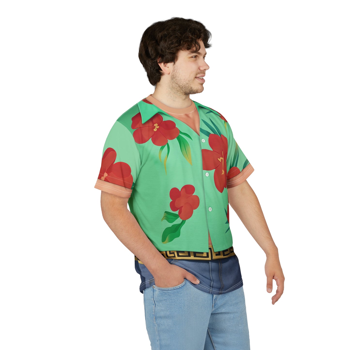Boys Kpop Green Hawaii Style Shirt, Boy Band Korea Group Costume