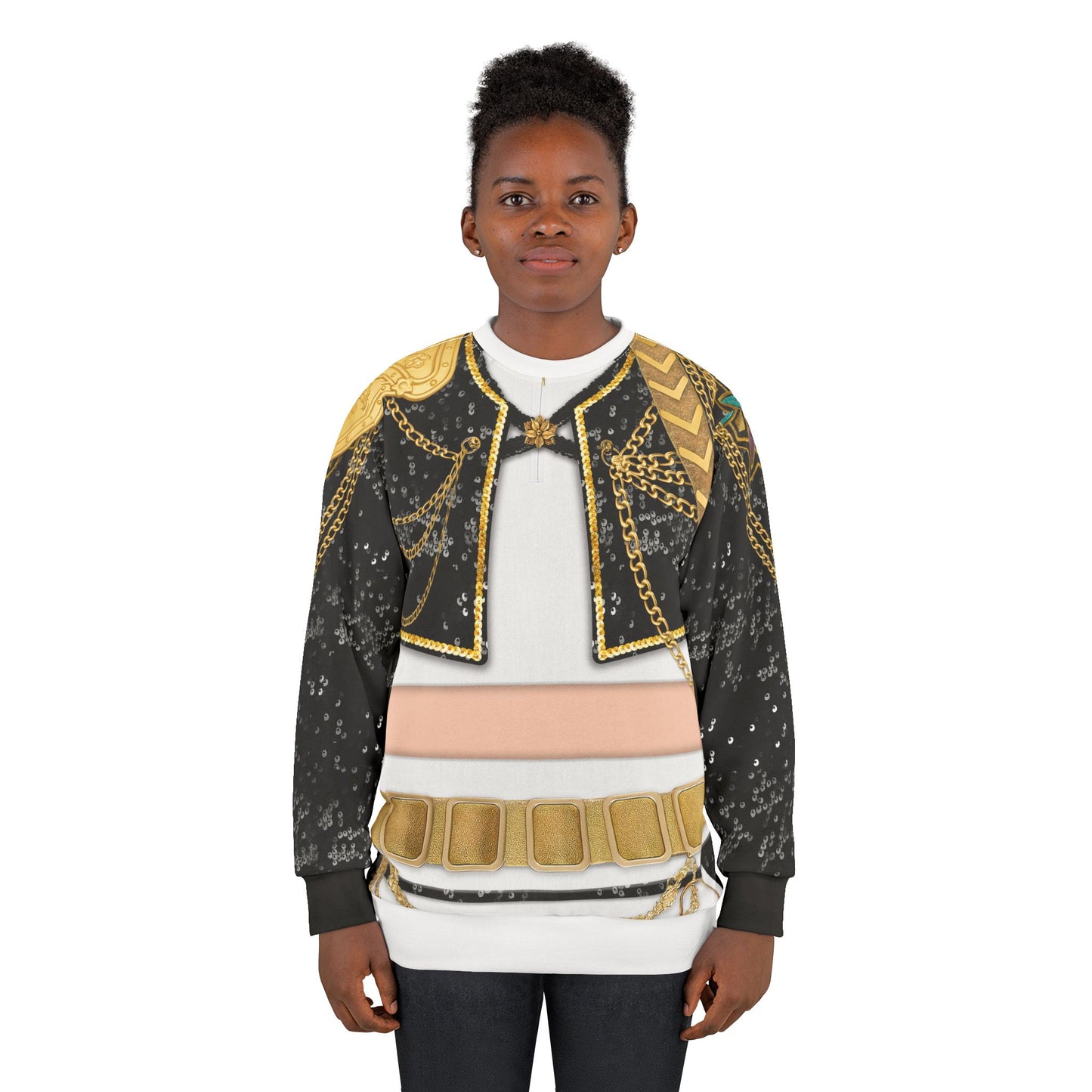 Kpop Black Gold Stage Performance Long Sleeve Cosplay, K-Pop IdoI Girl Group Inspired Costume