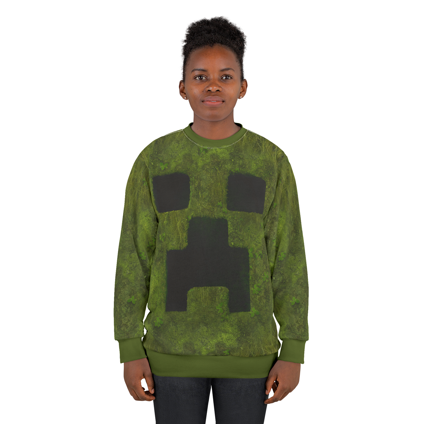 Creeper Face Cosplay Long Sleeve Shirt, The Overworld Game Character Inspired Costume