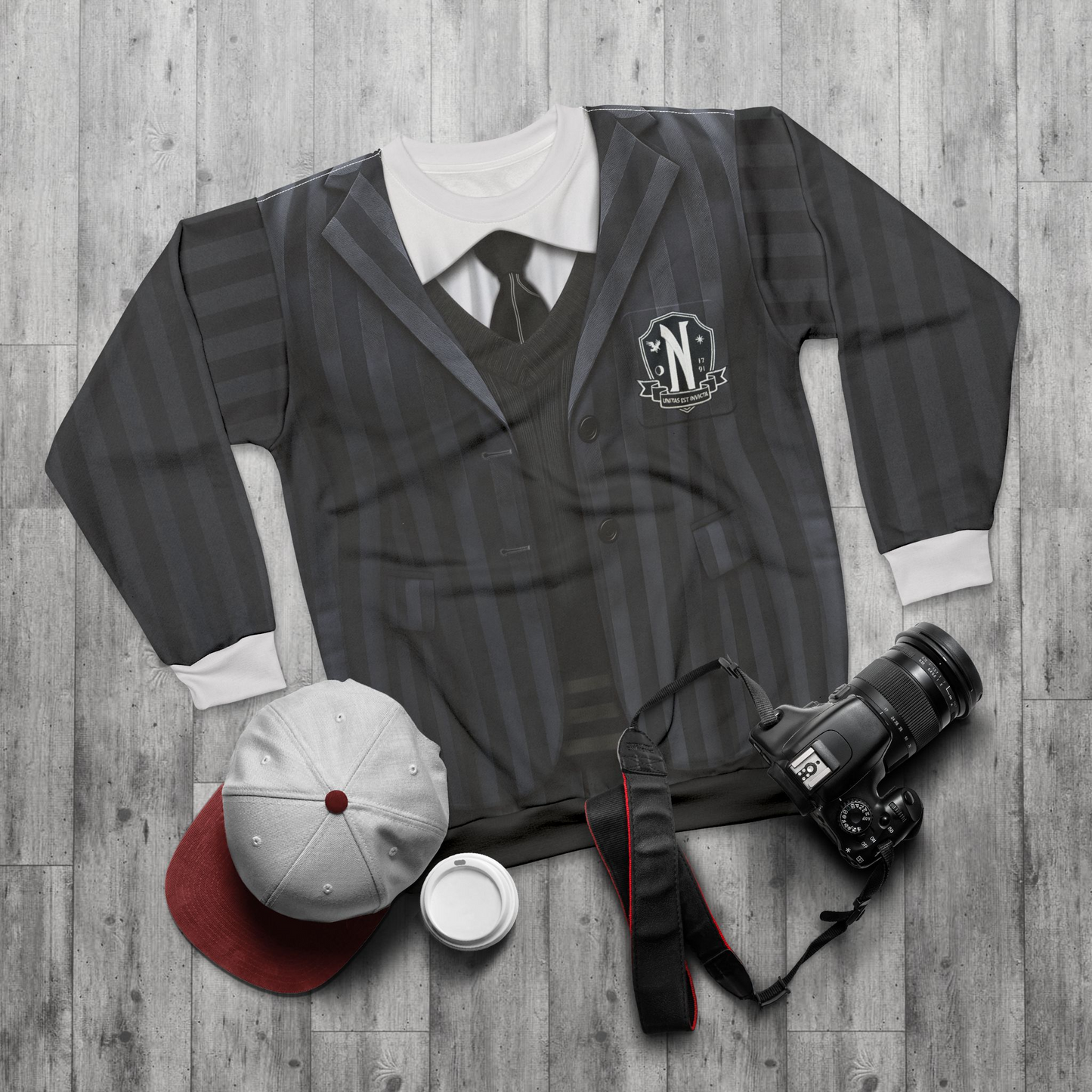Addams Daughter Long Sleeve Shirt, Retro Black School Uniform Costume
