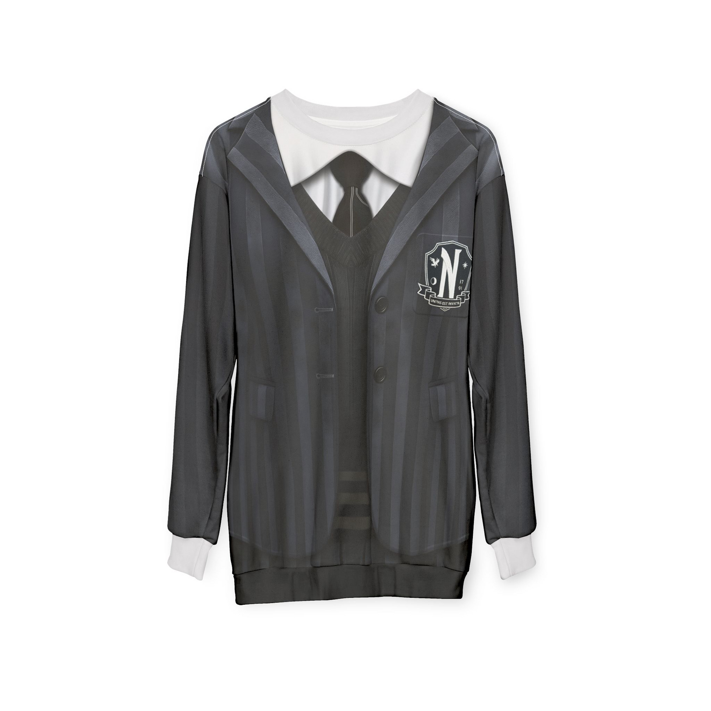 Addams Daughter Long Sleeve Shirt, Retro Black School Uniform Costume