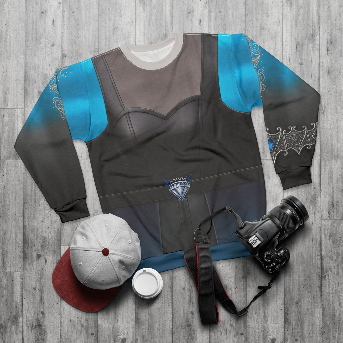 Evil Chloe Long Sleeve Shirt, Descendants 5 Costume, Wicked Wonderland Cosplay, Chloe Charming Blue Black Outfit, Disney Halloween Apparel