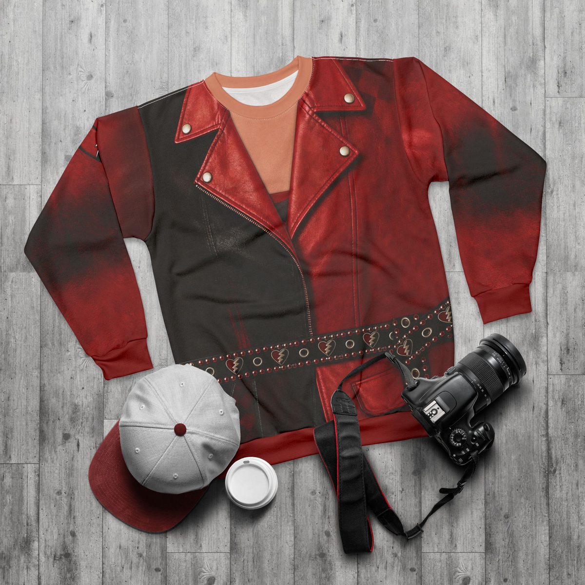 Princess Red Outfit, Descendants 5 Long Sleeve Shirt, Wicked Wonderland Costume, Disney Musical Fantasy Cosplay, Red Hearts Apparel