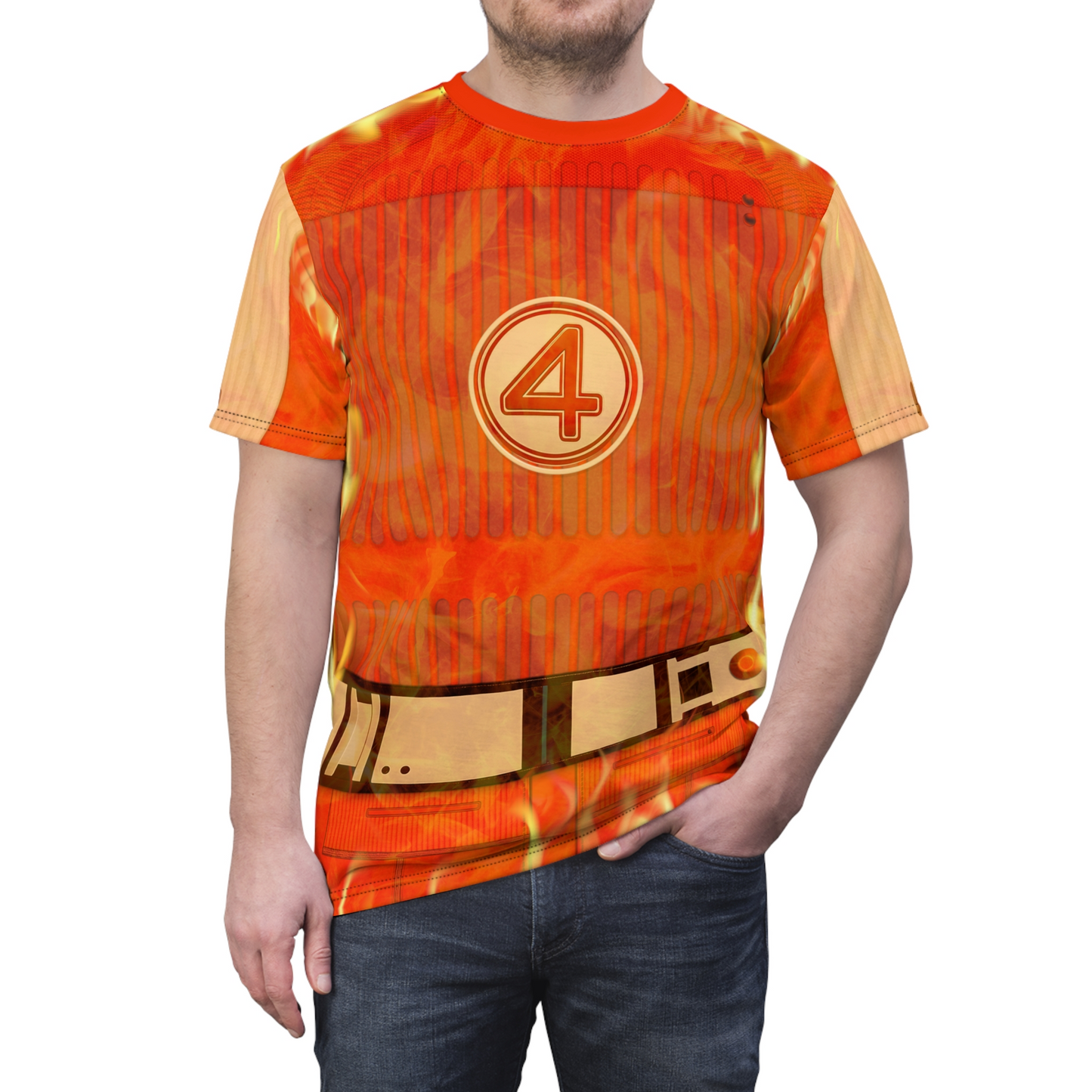 Human Torch Flame On Shirt, The Fantastic Four Character Inspired Costume