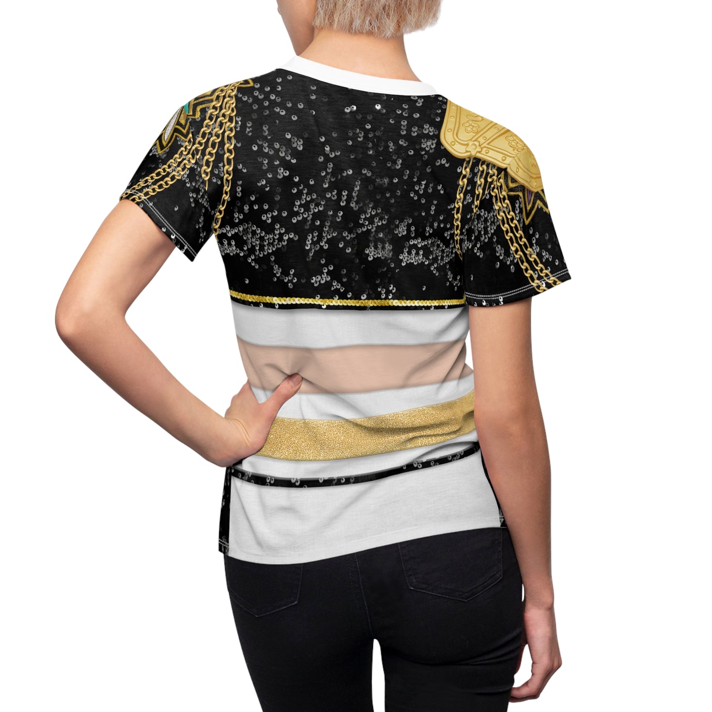 Kpop Black Gold Stage Performance Women's Shirt, K-Pop IdoI Girl Group Inspired Cosplay Costume