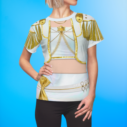 Korean Girl Group White Golden Women's Shirt, Kpop IdoI Girl Group Inspired Cosplay Costume