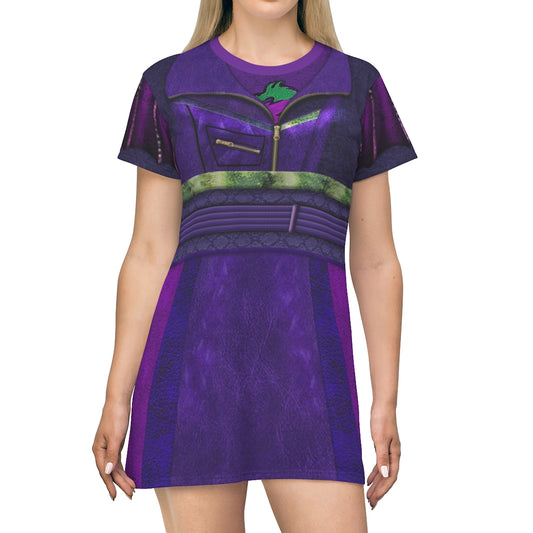 Mal Purple and Green Sleeve Dress, Descendants 3 Costume