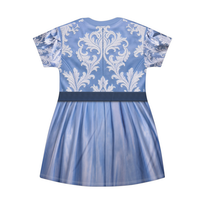 Queen Cinderella's Blue Short Sleeve Dress, Descendants 5 Costume, Wicked Wonderland Musical Fantasy Outfit, Disney Cosplay Costume