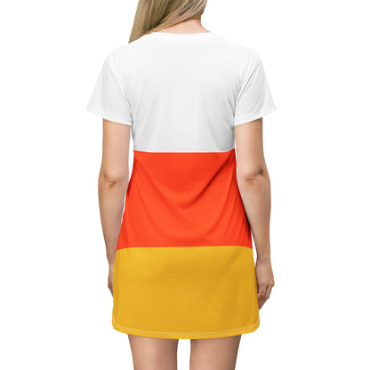 Candy Corn Short Sleeve Dress, Halloween Costume