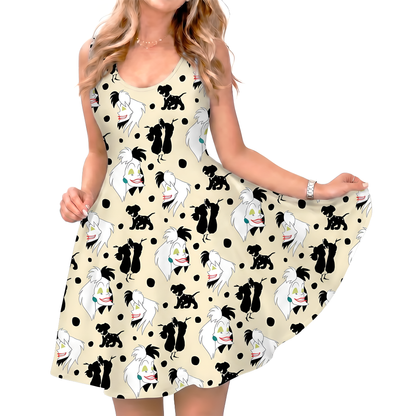 Cruella Dress, 101 Dalmatians Villain Pattern Costume