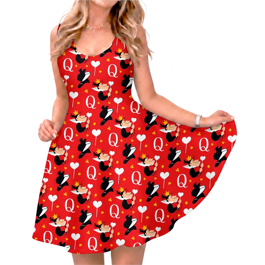 Queen of Hearts Dress, Alice in Wonderland Villain Pattern Red Costume
