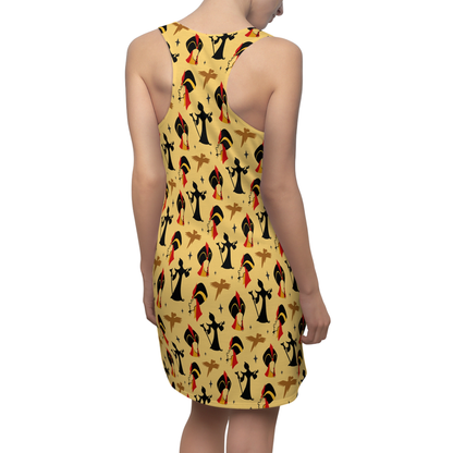 Jafar Dress, Aladdin Villain Pattern Yellow Women Skater Dress