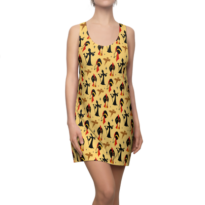 Jafar Dress, Aladdin Villain Pattern Yellow Women Skater Dress