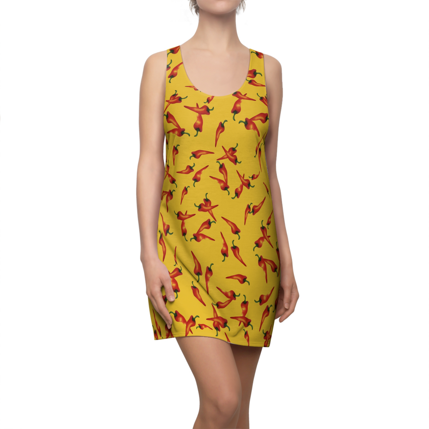 Gonzo Dress, The Puppet Show Aloha Dress, Yellow & Red Chili Pepper Hawaii Pattern, Hawaiian Dress, Cruise Skater Dress, Summer Beach Outfit