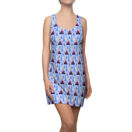 Anna Arendelle Olaf Snowflake Olaf Blue Dress, Frozen Dress